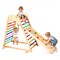 4-in-1 Wooden Indoor Jungle Gym for Kids with Slide, Climbing Rock, Ladder & Gym Rings